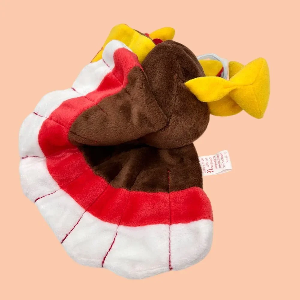 NWT THANKSGIVING TASSEL NOVELTY TEA TOWEL & VINTAGE '97 TY GOBBLES TURKEY BEANIE
